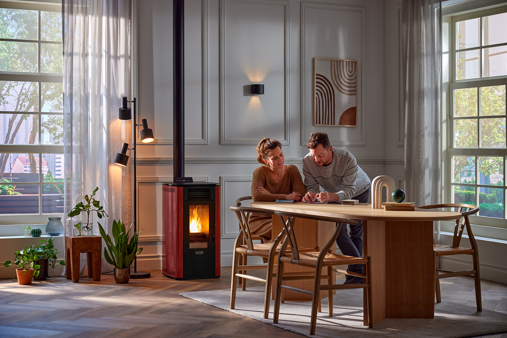 Pellet stove Fiorina 90-2 S-Line red/black