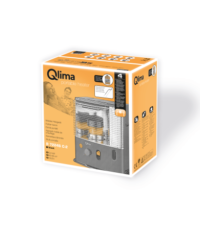 Qlima R 7224S C‑2 Black Kerosene Wick Heater – 2.4 kW Portable Heat